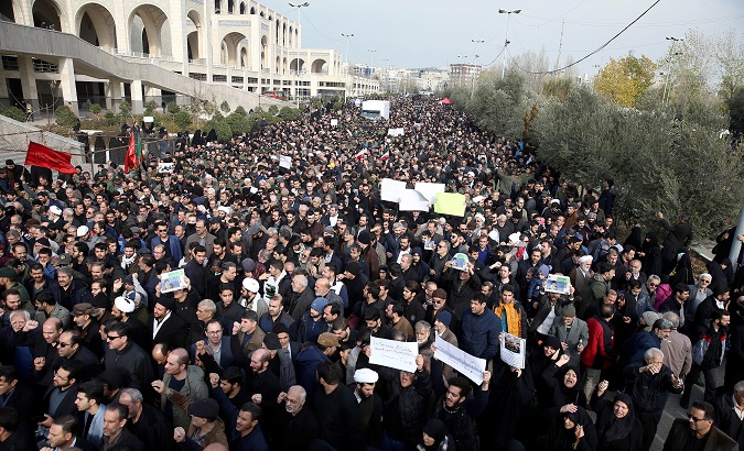 Protest against the assassination of the Iranian Major-General Qassem Soleimani in Tehran, Iran, January 3. 2019.