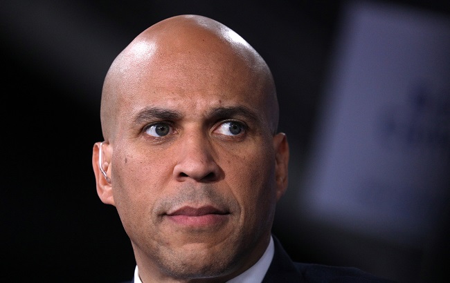Democratic presidential candidate Senator Cory Booker speaks to news media in the spin room after the conclusion of the fifth 2020 campaign debate at the Tyler Perry Studios in Atlanta, Georgia, U.S., November 20, 2019.