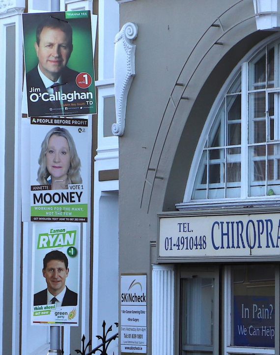 Posters of candidates for the upcoming general election are seen in Dublin, Ireland, Jan. 15, 2020.