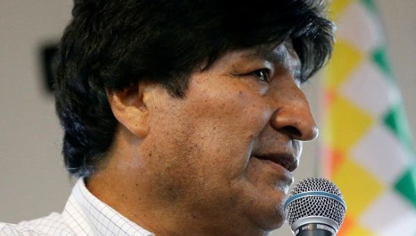Former Bolivian President Evo Morales holds a news conference where he announced the candidates for president and vice president for his Movements for Socialism (MAS) coalition party, in Buenos Aires, Argentina January 19, 2020.