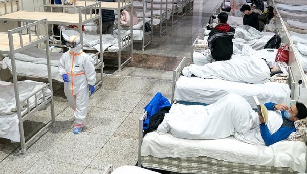 Medical workers attend to patients in Wuhan, Hubei province, China Feb. 5, 2020.