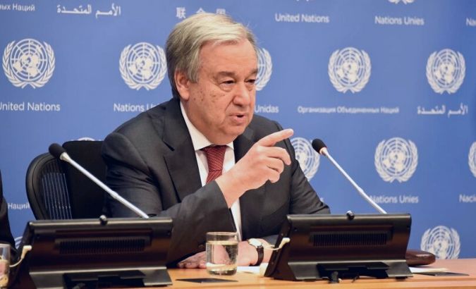 U.N. Secretary-General Antonio Guterres speaks at a press conference at the U.N. headquarters in New York, on Feb. 4, 2020, appealing for a strong feeling of support to China in the difficult circumstances.