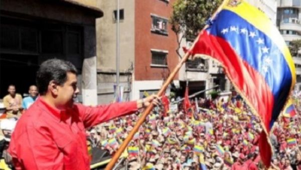 President Nicolas Maduro commemorates first anniversary of the Venezuelan people defeating invasion from Colombia. 