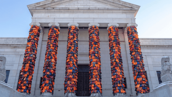 Life jackets displayed at the entrance of the Minneapolis Institute of Art. 