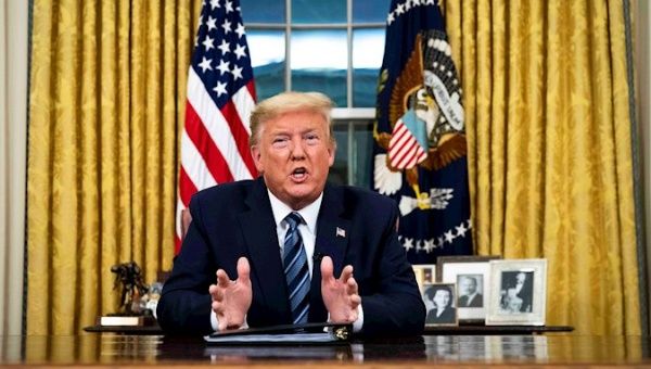 - US President Donald J. Trump addresses the nation from the Oval Office about the widening coronavirus crisis, in Washington, DC, USA, 11 March 2020