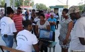 People gathering at electoral commissions in Georgetown, Guyana, March, 2020.