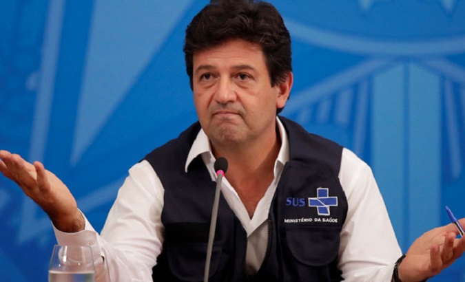 Dr. Luiz Henrique Mandetta during a press conference, Brazil, 2020.