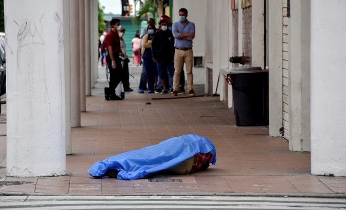 Body lie in a public place, Guayaquil, Ecuador, May 1, 2020.