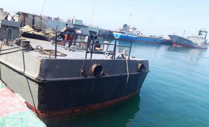 The Konarak support vessel docked in an unidentified naval base in Iran. May 11, 2020.