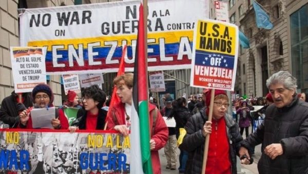 Human rights defenders' rally to demand respect for the sovereignty of Venezuela, 2019.