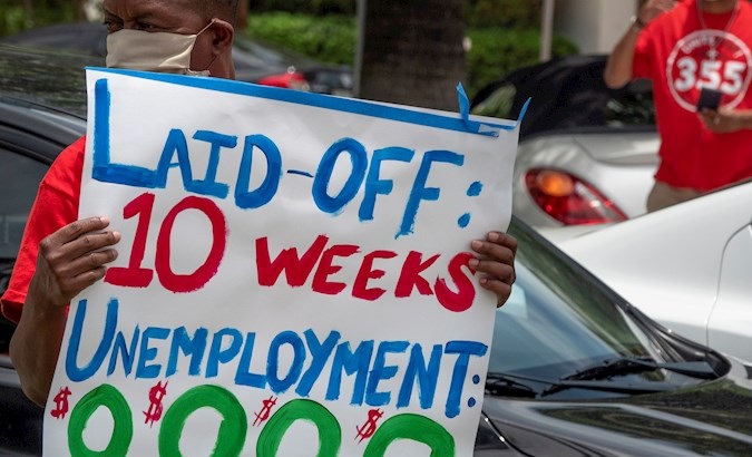 Citizens demand their unemployment benefits, Miami Beach, Florida, US, May 22, 2020.