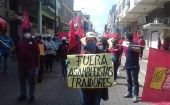 Massive marches took place in defense of public education and decent work, Guayaquil, Ecuador. May 18, 2020.