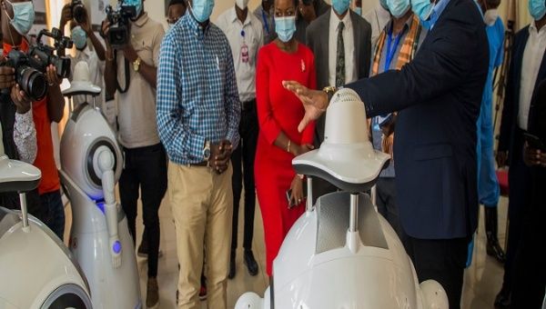 The robots were deployed in two medical centers and the capital's airport on May 20, 2020