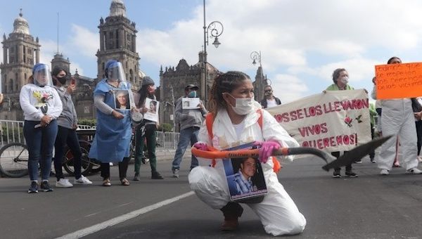 Relatives of missing persons protest in Mexico City, Mexico, June 4, 2020.