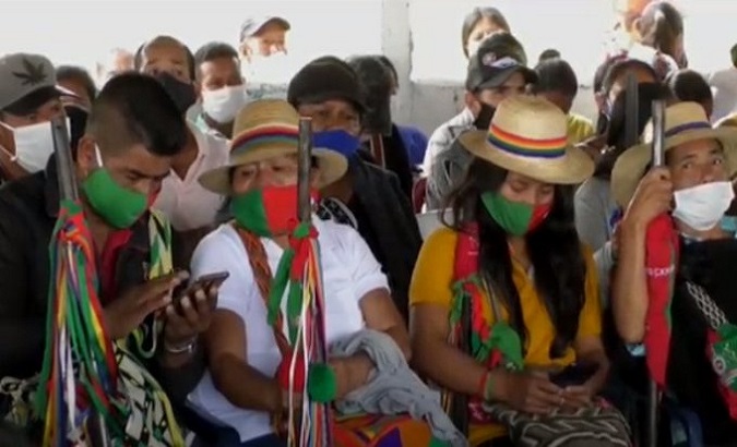 Native community members in Cauca, Colombia. June 17, 2020.