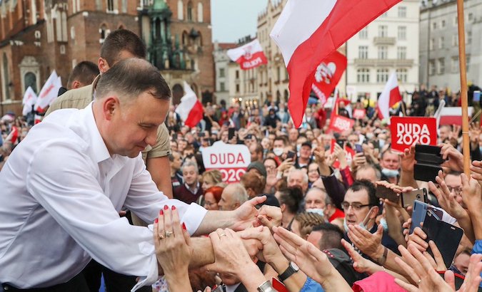 Poland's current president Andrzej Duda, after wining first round of elections, Warsaw, June 30, 2020.