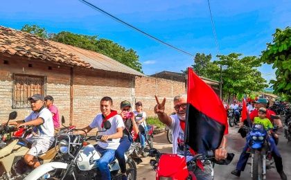 Nicaraguans celebrate the 41st anniversary of the liberation of El Sauce, in the department of Leon. July 11, 2020.