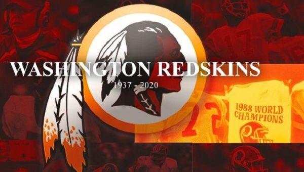 Visual composition with the until-now Redskins logo.