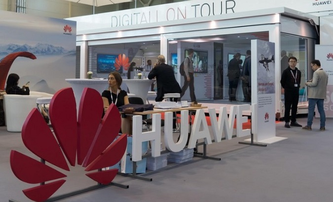 Huawei's booth at the 2019 Telecom World held in Budapest, Hungary, Sep.10, 2019.