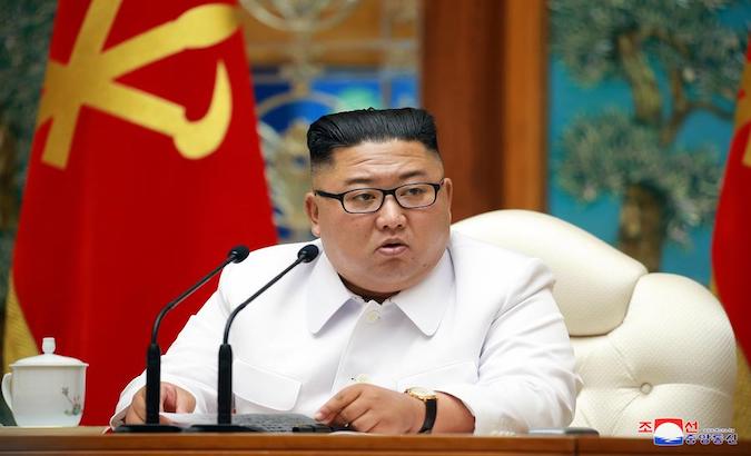 A photo released by the official North Korean Central News Agency shows North Korean leader Kim Jong Un as the Political Bureau of the Central Committee of the Workers' Party of Korea.