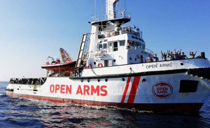 Humanitarian rescue ship Open Arms, Mediterranean sea, 2019.