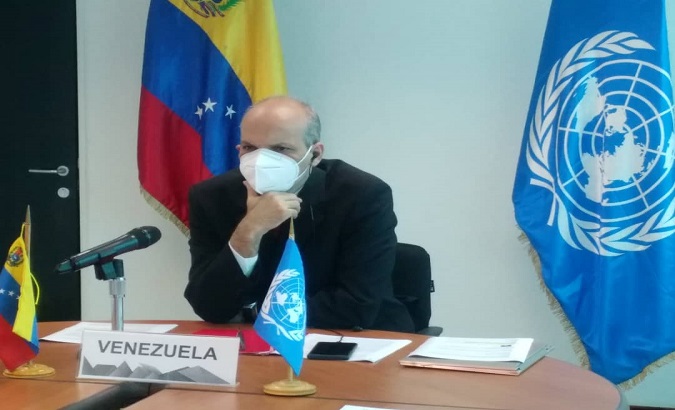 Ricardo Menendez at a video conference in Caracas, Venezuela, August 4, 2020