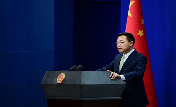 Zhao Lijian at a press conference, Beijing, China, August 20, 2020.