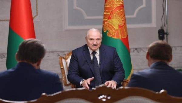 President Alexander Lukashenko (C) in Minsk, Belarus, Sept. 8, 2020.