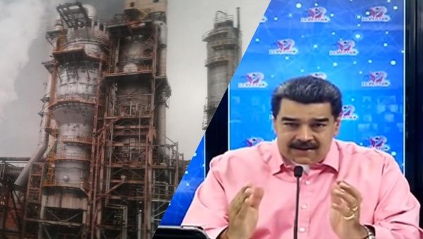 Venezuela's El Palito refinery (L) and President Maudro (R).