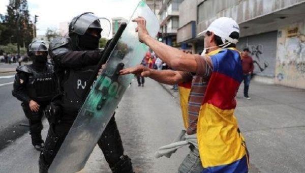 Police repress protests against President Lenin Moreno's economic reforms, Quito, Ecuador, October 4, 2019