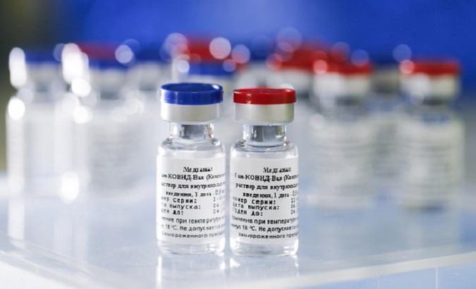 Close up to samples from the Sputnik V vaccine, Russia, Sept. 2020.