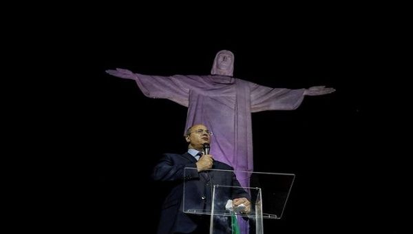 Wilson Witzel gives a speech in Rio de Janeiro, Brazil, May 13, 2020.