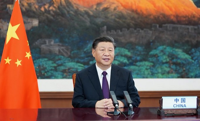 President Xi Jinping at a virtual United Nations session, Beijing, China, Sept. 22, 2020.