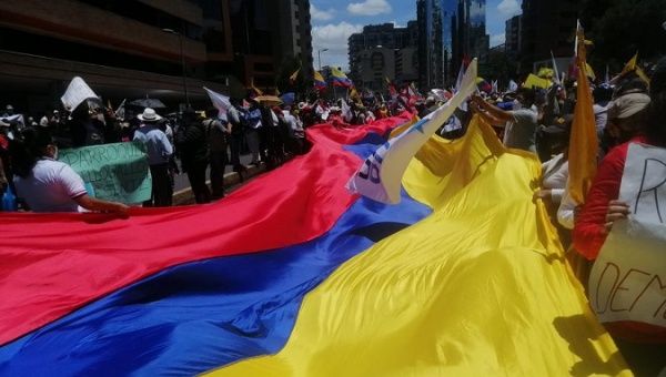 Supporters of Andres Arauz in Quito, Ecuador, 2020.
