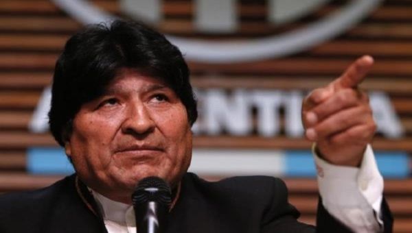 Evo Morales during a press conference, Buenos Aires, Argentina, Feb. 21, 2020.