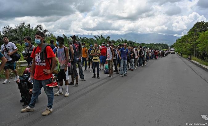 Migrant caravan approaches Mexican border, Oct. 3, 2020.