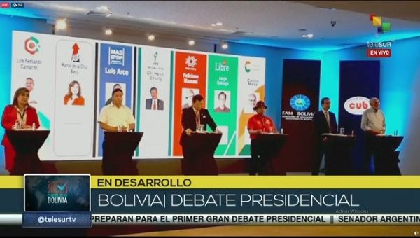 Bolivian presidential candidates pariticpate in a debate in Santa Cruz. October 3, 2020.