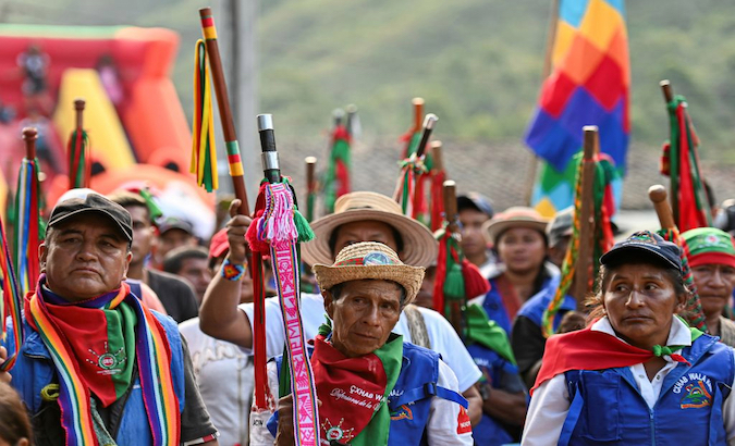Indigenous People gather in Cauca Valley, Colombia.