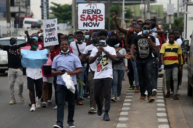 On Sunday the government dissolved the Special Anti-Robbery Squad (Sars) that was at the center of the protests in Lagos city.