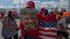 Supporters of President Donald Trump at Sanford Airport, Florida, U.S., Oct. 12, 2020.