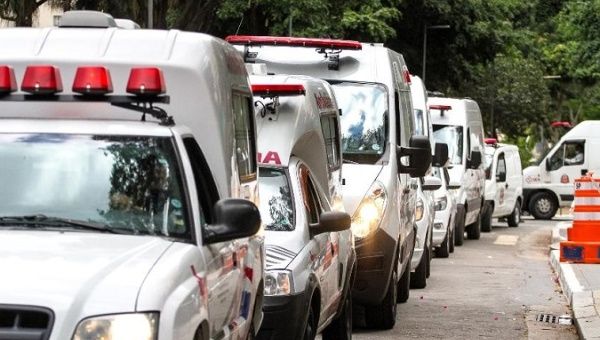 Ambulance caravan in Sao Paulo, Brazil, Nov. 2, 2020.