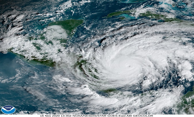 Hurricane Iota approaches Central America, Nov. 16, 2020