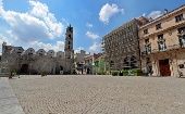 View of San Francisco de Asis square in Old Havana almost deserted in March 2020 during the lockdown.