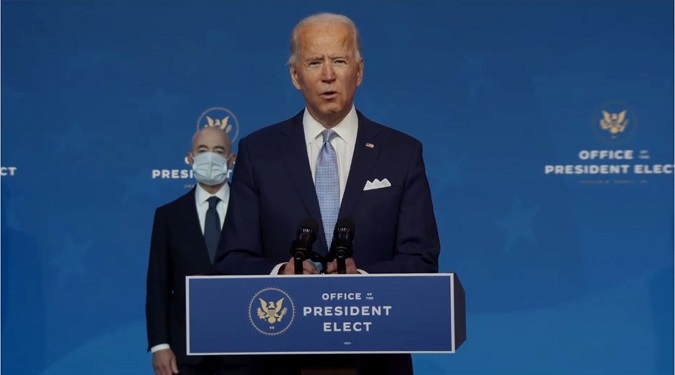 A frame grab from a handout video released by the Office of the President Elect shows US President-Elect Joseph R. Biden speaking during a press conference in Wilmington, Delaware, USA, 24 November 2020.