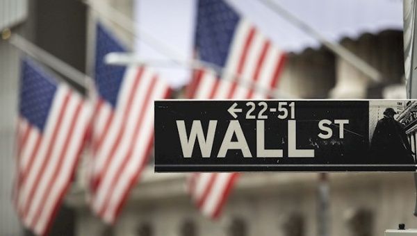 Sign on Wall Street, New York, U.S., 2020.