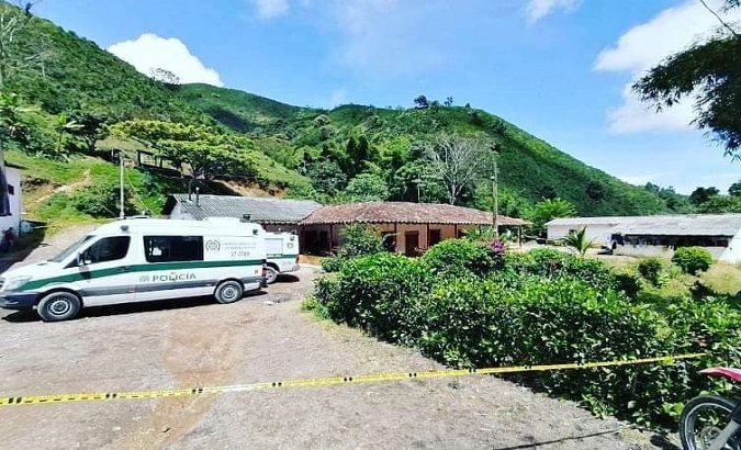 Authorities deploy police unit to crime scene, Betania, Colombia, Jan. 10, 2021.