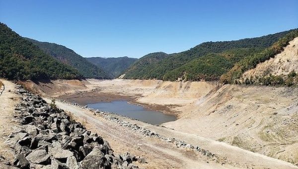 The Bullileo Reservoir is almost dry, Santiago, Chile, Jan. 13, 2021.