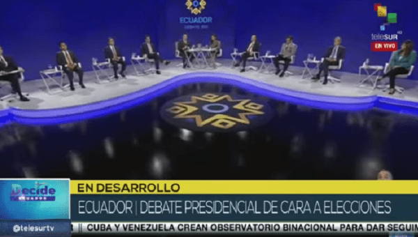 Set where the presidential debate took place, Ecuador, Jan. 16, 2021.