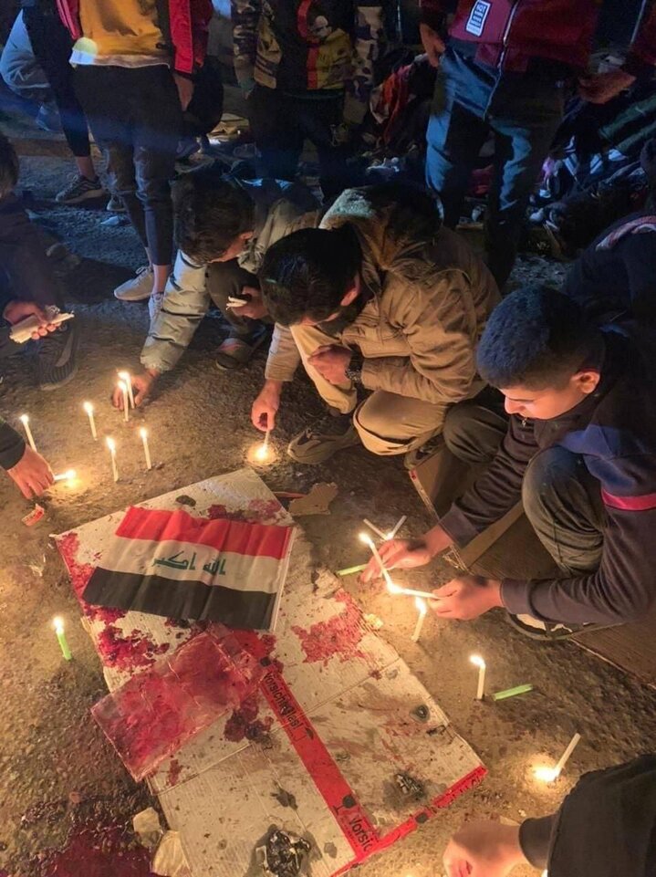 A candlelight vigil at the site of terrorist attack in Baghdad on Thursday night.