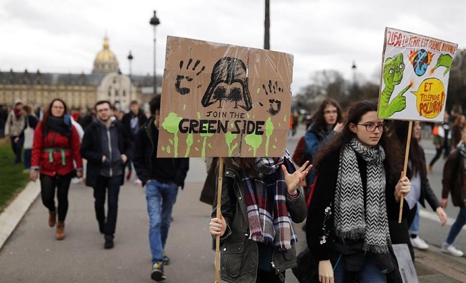 Young people protest against climate change, Paris, France, March 15, 2019.